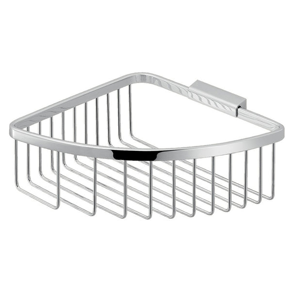 Trinidad Modern Chromed Stainless Steel Wire Corner Shower Basket - Stellar Hardware and Bath 