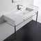 Teorema 2 Rectangular Ceramic Console Sink and Polished Chrome Stand - Stellar Hardware and Bath 