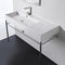 Teorema 2 Rectangular Ceramic Console Sink and Polished Chrome Stand - Stellar Hardware and Bath 