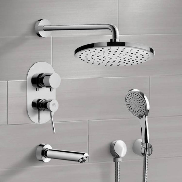 Tyga Chrome Tub and Shower Set with Rain Shower Head and Hand Shower - Stellar Hardware and Bath 