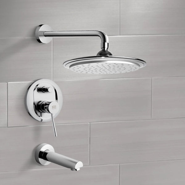 Peleo Chrome Tub and Shower Faucet Sets with 9" Rain Shower Head - Stellar Hardware and Bath 