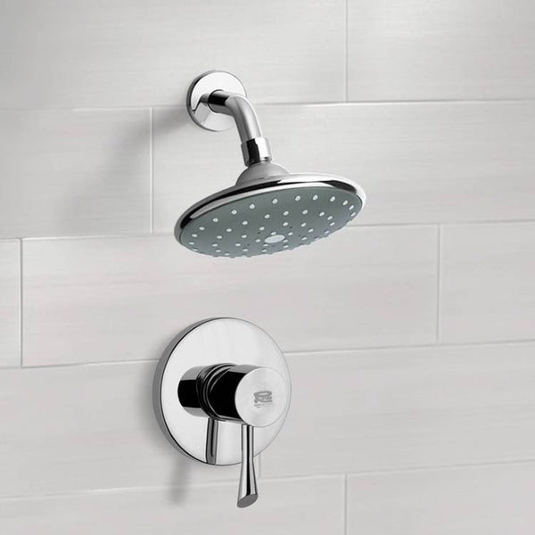 Mario Chrome Shower Faucet Set with 6" Rain Shower Head - Stellar Hardware and Bath 