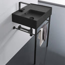 Teorema 2 Matte Black Ceramic Console Sink and Matte Black Stand - Stellar Hardware and Bath 