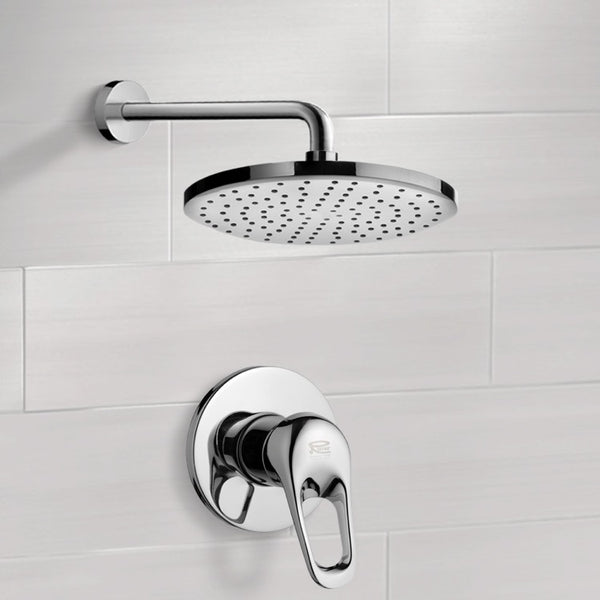 Mario Chrome Shower Faucet Set with 8" Rain Shower Head - Stellar Hardware and Bath 