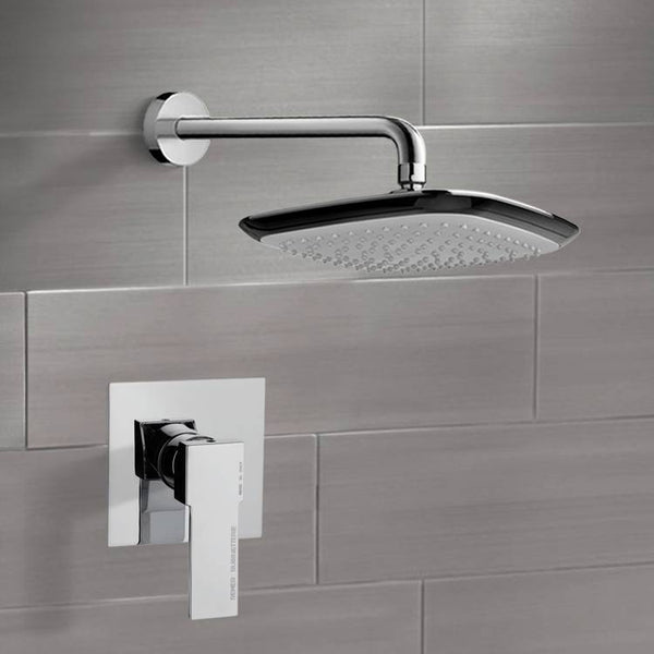 Mario Chrome Shower Faucet Set with 10" Rain Shower Head - Stellar Hardware and Bath 