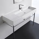 Teorema 2 Rectangular Ceramic Console Sink and Polished Chrome Stand - Stellar Hardware and Bath 