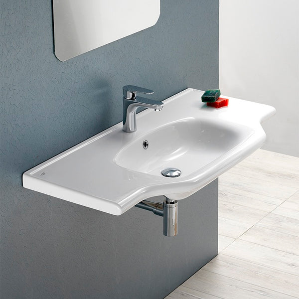 Yeni Klasik Rectangular White Ceramic Wall Mounted or Drop In Sink - Stellar Hardware and Bath 