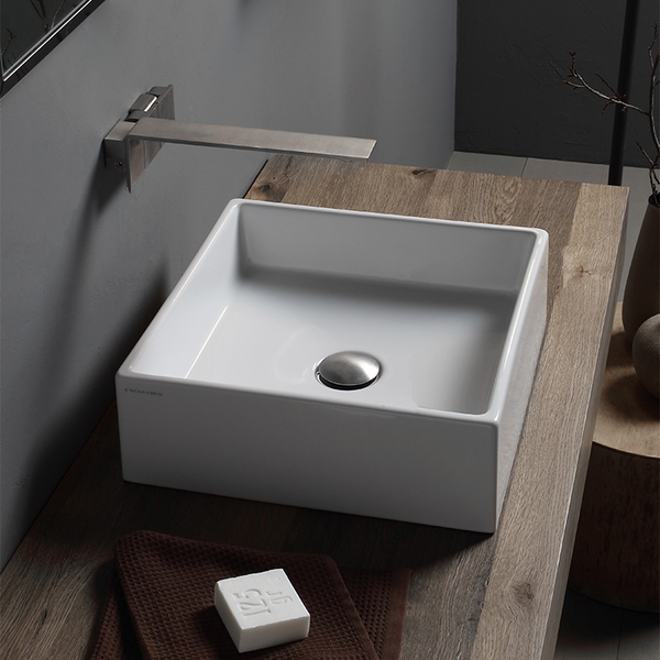 Teorema Square White Ceramic Vessel Sink - Stellar Hardware and Bath 