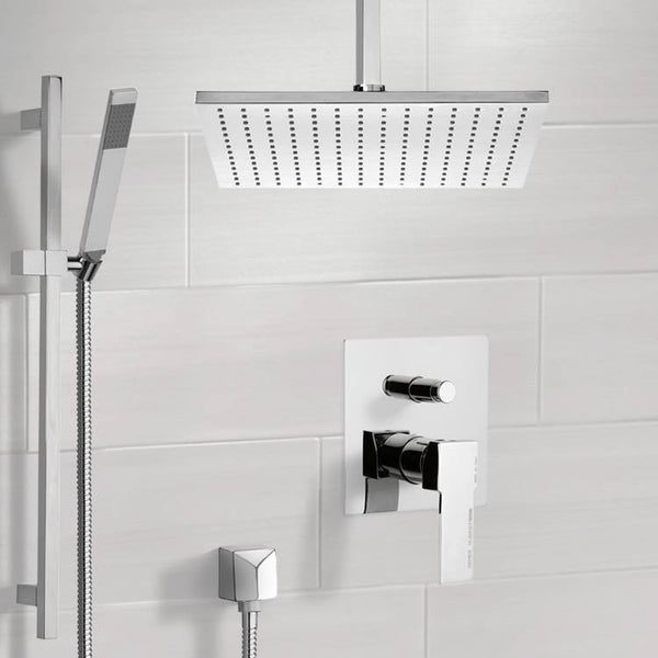 Autunno Shower System with Ceiling 12" Rain Shower Head and Hand Shower - Stellar Hardware and Bath 