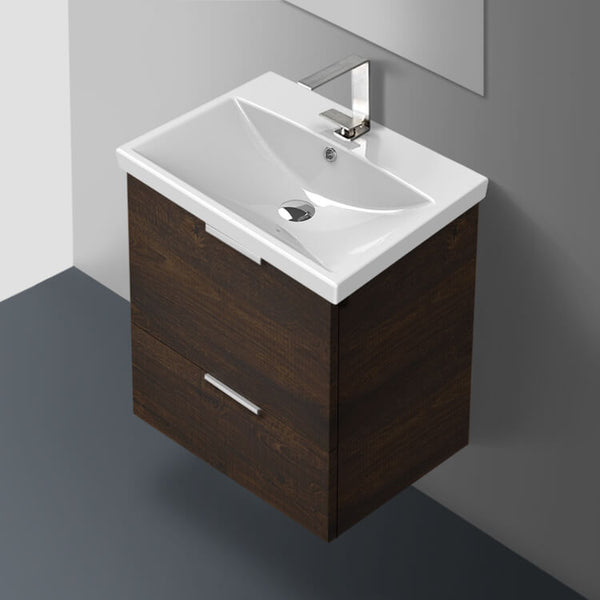 24 Inch Wall Mount Sherwood Burn Vanity Cabinet With Fitted Sink - Stellar Hardware and Bath 