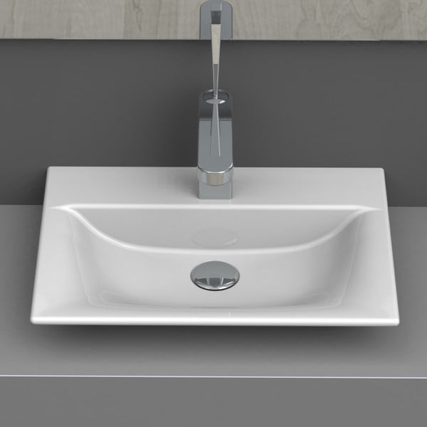 Olinda Rectangle White Ceramic Vessel or Drop In Sink - Stellar Hardware and Bath 