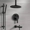 Galiano Matte Black Tub and Shower System with 8" Rain Ceiling Shower Head and Hand Shower - Stellar Hardware and Bath 