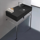 Teorema 2 Matte Black Ceramic Console Sink and Polished Chrome Stand - Stellar Hardware and Bath 