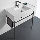 Teorema 2 Ceramic Console Sink and Matte Black Stand - Stellar Hardware and Bath 