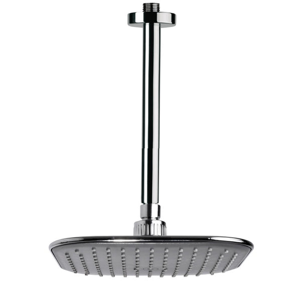 Water Therapy 8" Ceiling Mount Rain Shower Head With Arm, Chrome - Stellar Hardware and Bath 