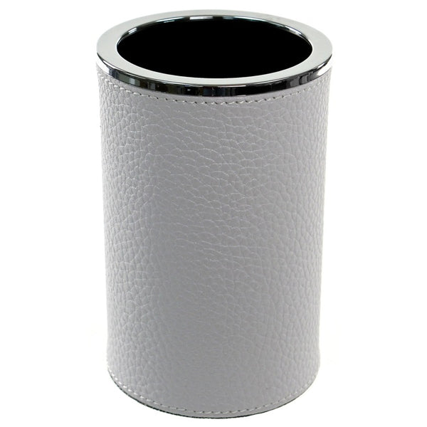 Round Toothbrush Holder Made From Faux Leather in White Finish - Stellar Hardware and Bath 
