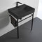 Sharp Rectangular Matte Black Ceramic Console Sink and Matte Black Stand - Stellar Hardware and Bath 