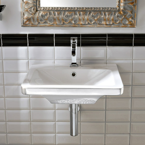 Butterfly Rectangular White Ceramic Wall-Mounted or Vessel Sink - Stellar Hardware and Bath 