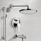 Galiano Chrome Tub and Shower Faucet Set With Rain Shower Head and Hand Shower - Stellar Hardware and Bath 
