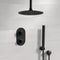 Orsino Matte Black Thermostatic Ceiling Shower System with Rain Shower Head and Hand Shower - Stellar Hardware and Bath 