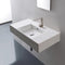 Teorema 2 Rectangular Ceramic Wall Mounted or Vessel Sink With Counter Space - Stellar Hardware and Bath 