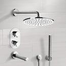 Tyga Chrome Thermostatic Tub and Shower System with 12" Rain Shower Head and Hand Shower - Stellar Hardware and Bath 