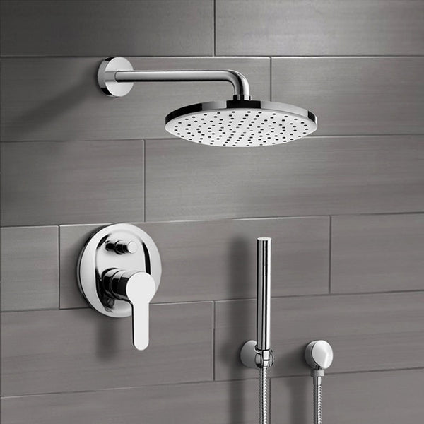 Orsino Chrome Shower System with 8" Rain Shower Head and Hand Shower - Stellar Hardware and Bath 