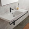 ML Rectangular Wall Mounted Ceramic Sink With Matte Black Towel Bar - Stellar Hardware and Bath 