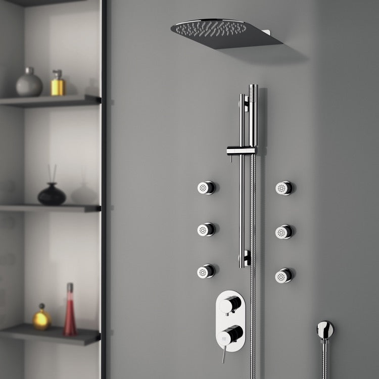 Galiano Chrome Shower System with 10" Rain Shower Head and Hand Shower - Stellar Hardware and Bath 