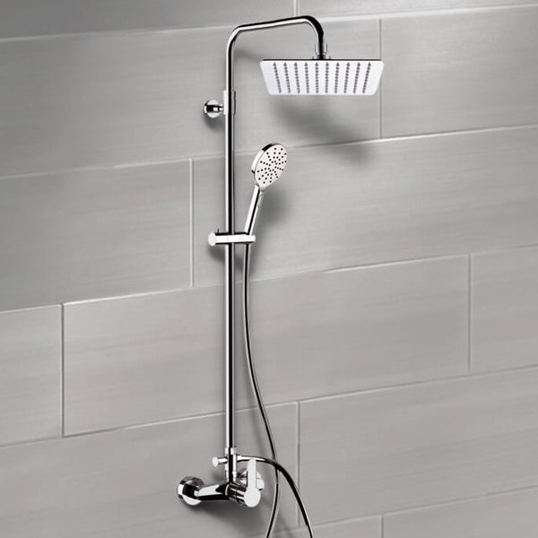 Winner Chrome Exposed Pipe Shower System with 10" Rain Shower Head and Hand Shower - Stellar Hardware and Bath 