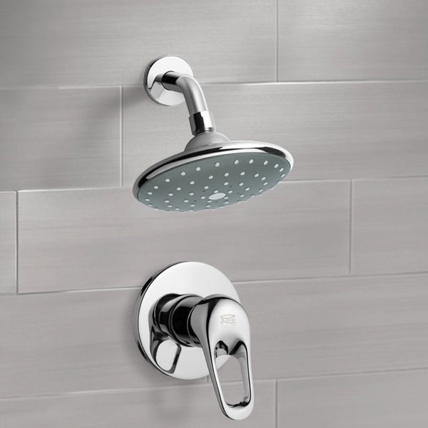 Mario Chrome Shower Faucet Set with 6" Rain Shower Head - Stellar Hardware and Bath 