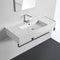 Teorema 2 Rectangular Ceramic Wall Mounted Sink With Counter Space, Includes Towel Bar - Stellar Hardware and Bath 