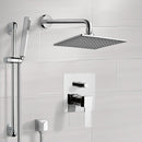 Rendino Chrome Shower System with 8" Rain Shower Head and Hand Shower - Stellar Hardware and Bath 