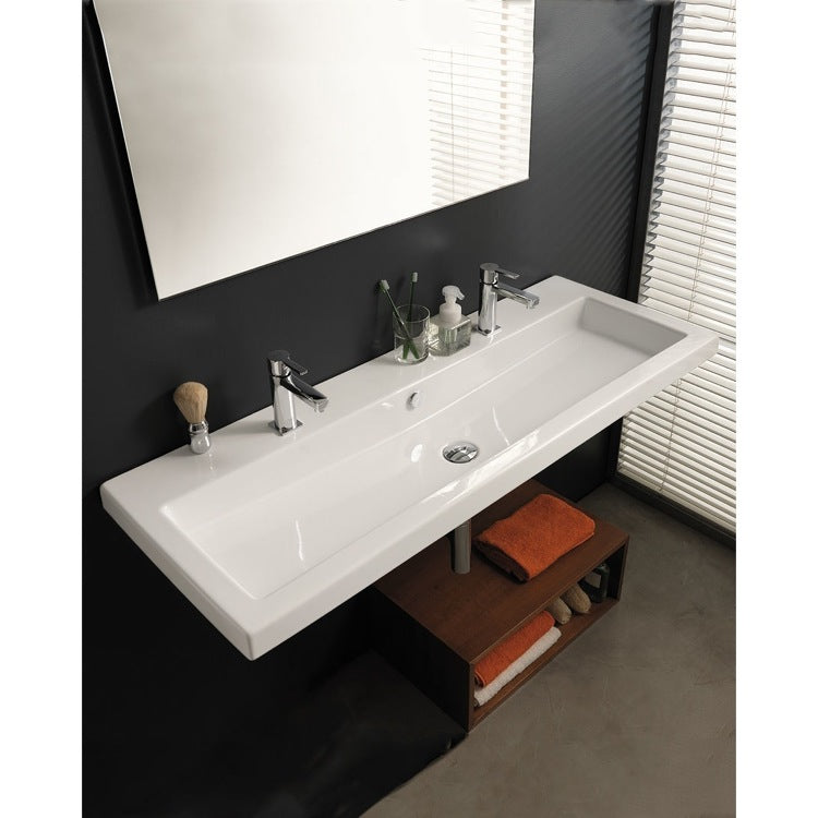 Cangas Trough Ceramic Wall Mounted or Drop In Sink - Stellar Hardware and Bath 