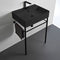 Teorema Matte Black Ceramic Console Sink and Matte Black Stand - Stellar Hardware and Bath 