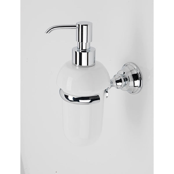 Smart Black White Ceramic Soap Dispenser with Chrome Brass Mounting - Stellar Hardware and Bath 