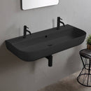 Glam Matte Black Ceramic Trough Wall Mounted or Vessel Sink - Stellar Hardware and Bath 