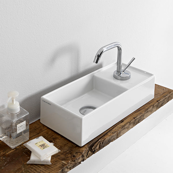 Teorema 2 Rectangular Small White Ceramic Vessel Sink - Stellar Hardware and Bath 