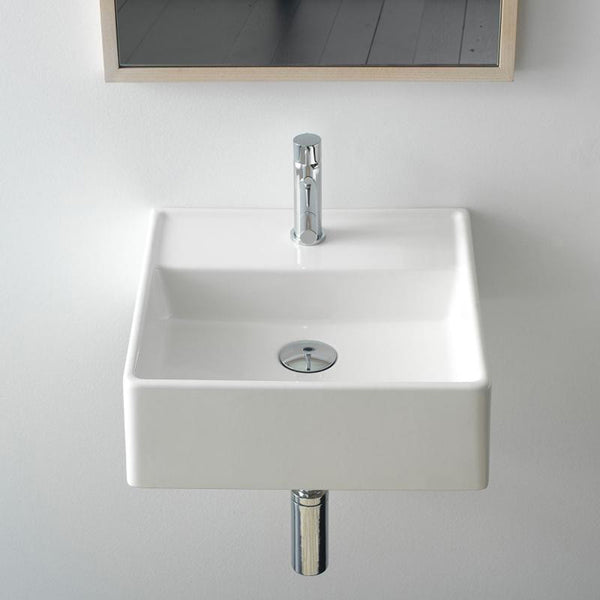 Teorema Small Square Ceramic Wall Mounted or Vessel Sink - Stellar Hardware and Bath 