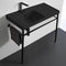 ML Matte Black Ceramic Console Sink and Matte Black Stand - Stellar Hardware and Bath 