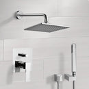 Orsino Chrome Shower System with 8" Rain Shower Head and Hand Shower - Stellar Hardware and Bath 