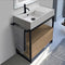 Solid Console Sink Vanity With Ceramic Sink and Natural Brown Oak Drawer - Stellar Hardware and Bath 