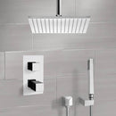 Orsino Chrome Thermostatic Shower System with Ceiling 12" Rain Shower Head and Hand Shower - Stellar Hardware and Bath 