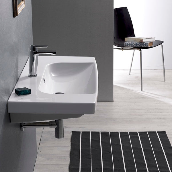 Roma Rectangle White Ceramic Wall Mounted or Drop In Sink - Stellar Hardware and Bath 