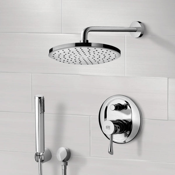 Orsino Chrome Shower System with 8" Rain Shower Head and Hand Shower - Stellar Hardware and Bath 