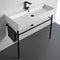 Teorema Large Ceramic Console Sink and Matte Black Stand - Stellar Hardware and Bath 