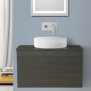 32 Inch Grey Oak Vessel Sink Bathroom Vanity, Wall Mounted - Stellar Hardware and Bath 