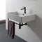 Teorema Rectangular Wall Mounted Ceramic Sink With Matte Black Towel Bar - Stellar Hardware and Bath 