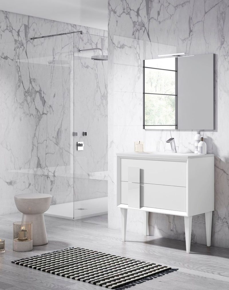 Lucena Bath 40" White Decor Cristal Freestanding Vanity - Stellar Hardware and Bath 