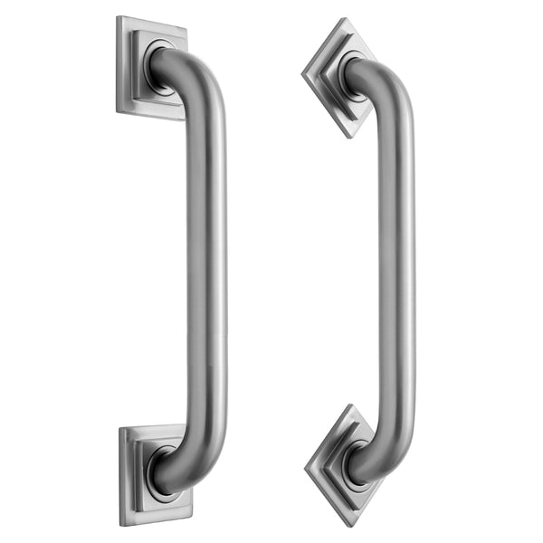 12" Deluxe Grab Bar with Contemporary Square/Diamond Flange - Stellar Hardware and Bath 